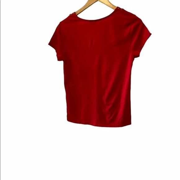 BANANA REPUBLIC Red Crochet VNeck Short Sleeve Top - Picture 3 of 8